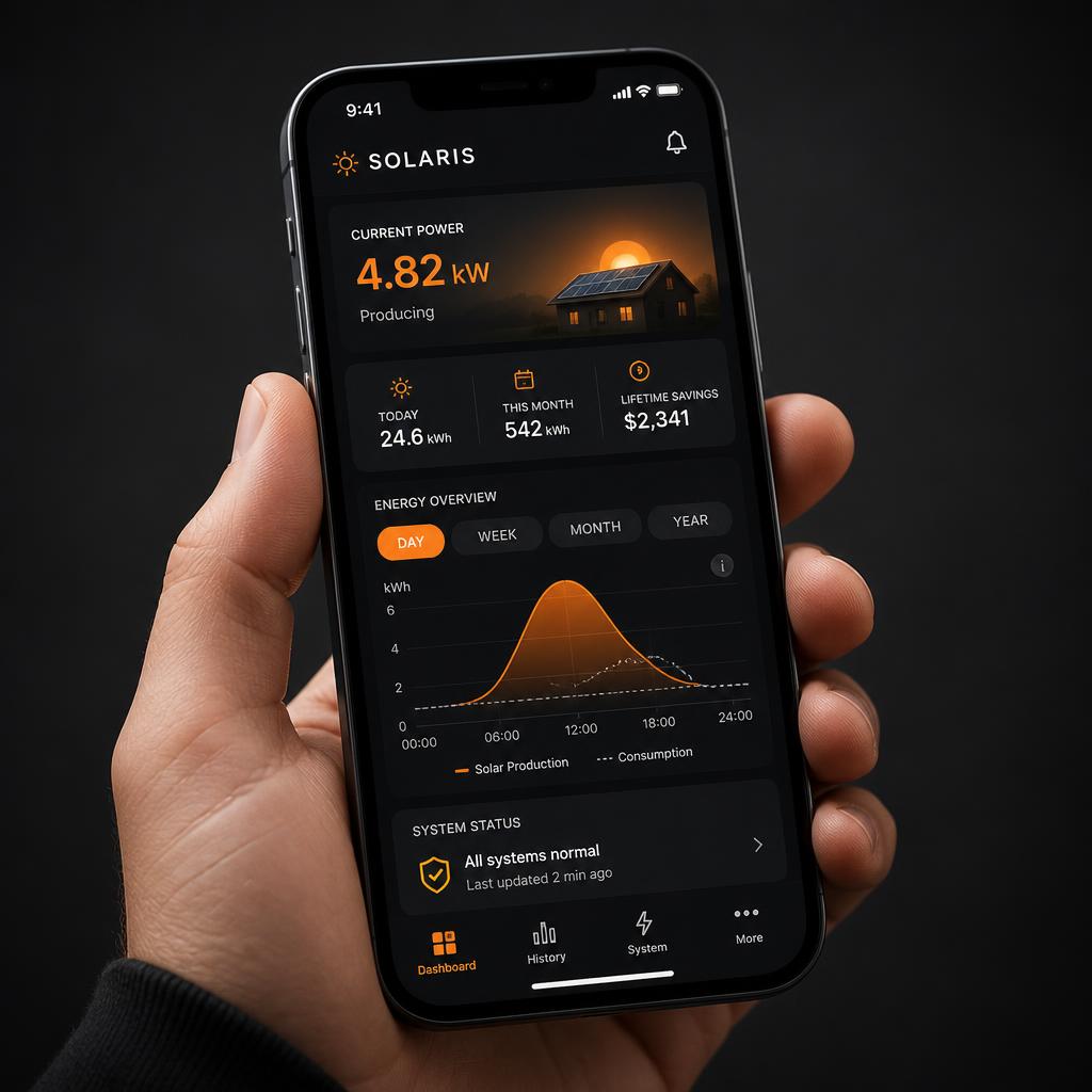 Aplicativo SolarPrime aberto em um celular